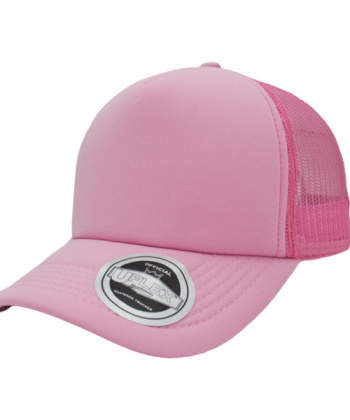 U15502 Uflex 5 Panel Curved Peak Snapback Trucker Cap PinkPink 600x600 1