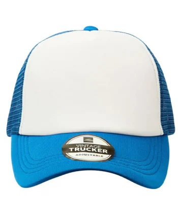 Vintage Trucker 2 Tone 5 Panel Cap Royal Blue White grande